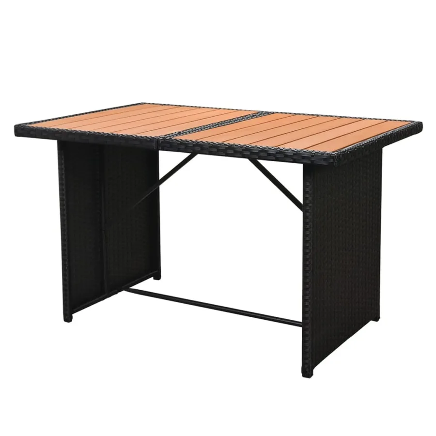 Salon de jardin 5 pcs avec coussins résine tressée noir - 7