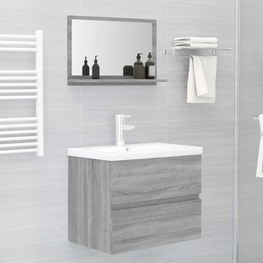 Miroir de bain Sonoma gris 60x10,5x37 cm Bois d'ingénierie - 5