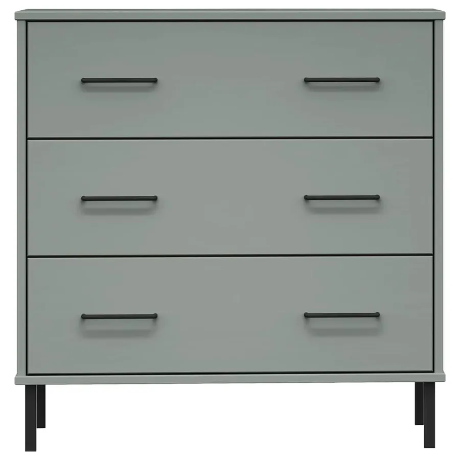 Buffet avec 3 tiroirs Gris 77x40x79,5 cm Bois massif OSLO - 4