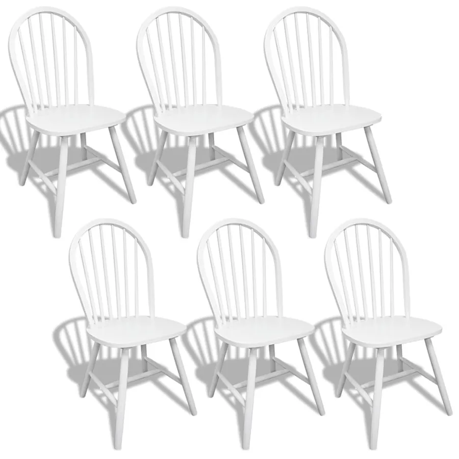 Chaises à manger lot de 6 blanc bois d'hévéa solide - 2