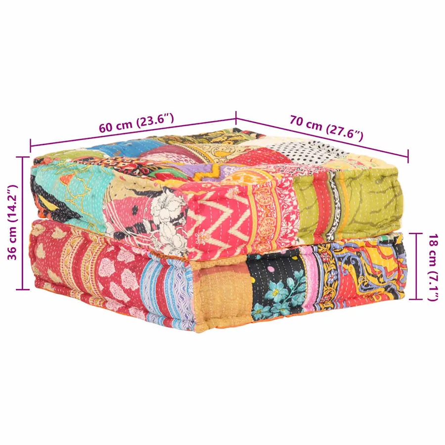 Pouf 60x70x36 cm Patchwork Tissu - 9