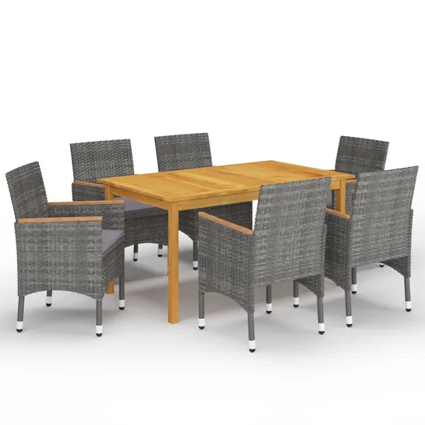 Ensemble à manger de jardin 7 pcs Gris