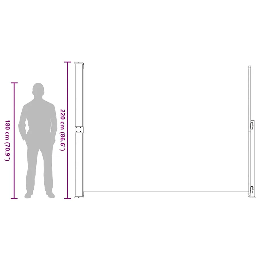 Auvent latéral rétractable de patio 220x300 cm Gris - 11