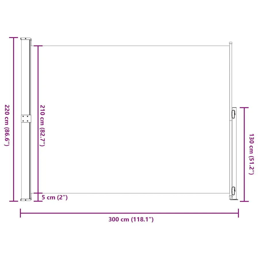 Auvent latéral rétractable de patio 220x300 cm Gris - 9