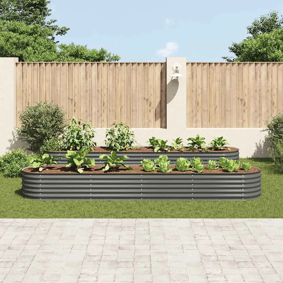 Lit surélevé de jardin 400x80x44 cm Acier galvanisé Gris - 3
