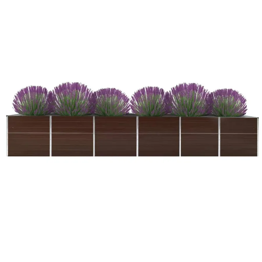 Lit surélevé de jardin Acier galvanisé 480x80x77 cm Marron - 2
