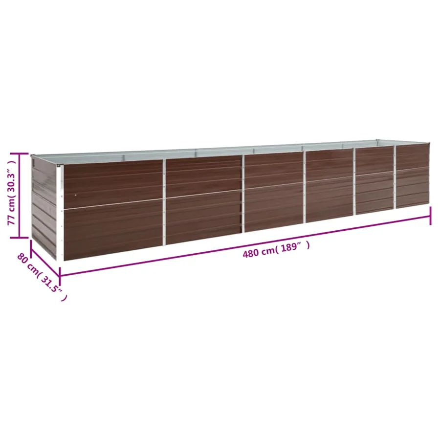 Lit surélevé de jardin Acier galvanisé 480x80x77 cm Marron - 6
