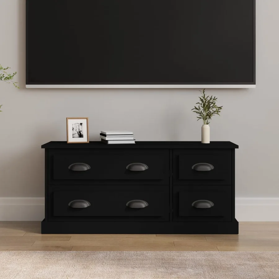 Meuble TV noir 100x35,5x45 cm bois d'ingénierie