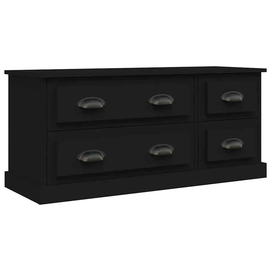 Meuble TV noir 100x35,5x45 cm bois d'ingénierie - 2