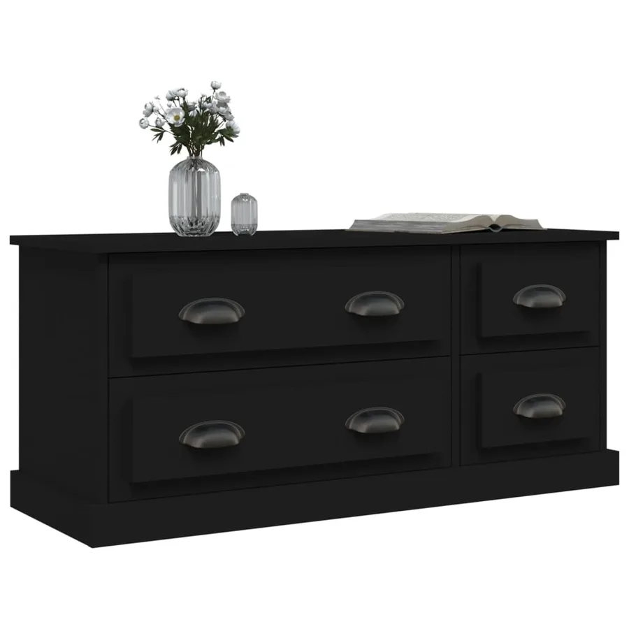 Meuble TV noir 100x35,5x45 cm bois d'ingénierie - 4