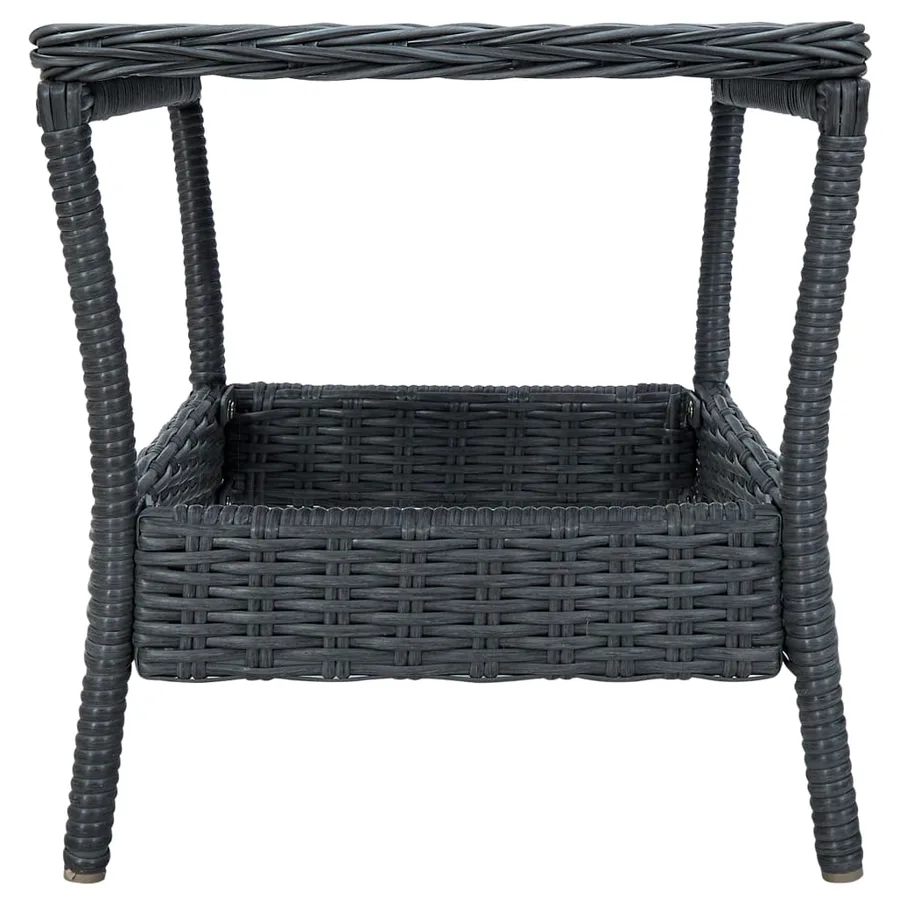 Salon de jardin 3 pcs avec coussins résine tressée gris foncé - 11