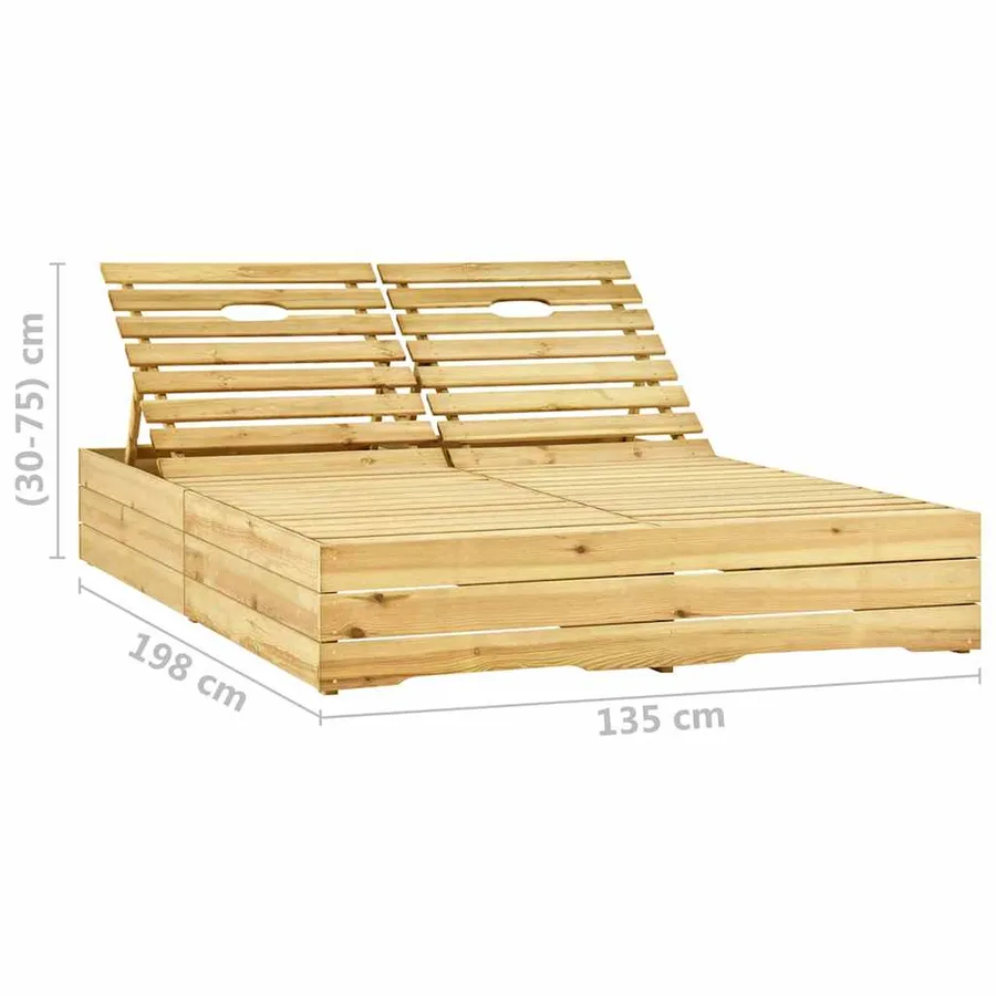 Chaise longue double Bois de pin imprégné de vert - 8