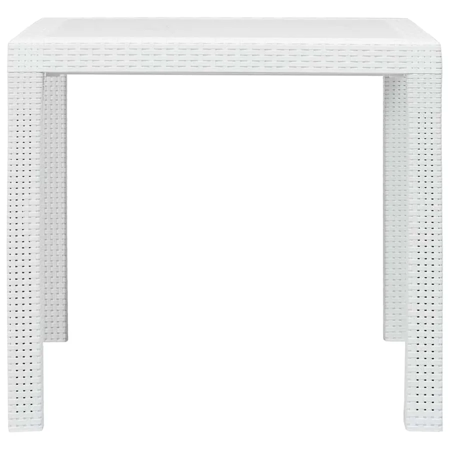 Table de jardin Blanc 79x79x72 cm Plastique Aspect de rotin - 2