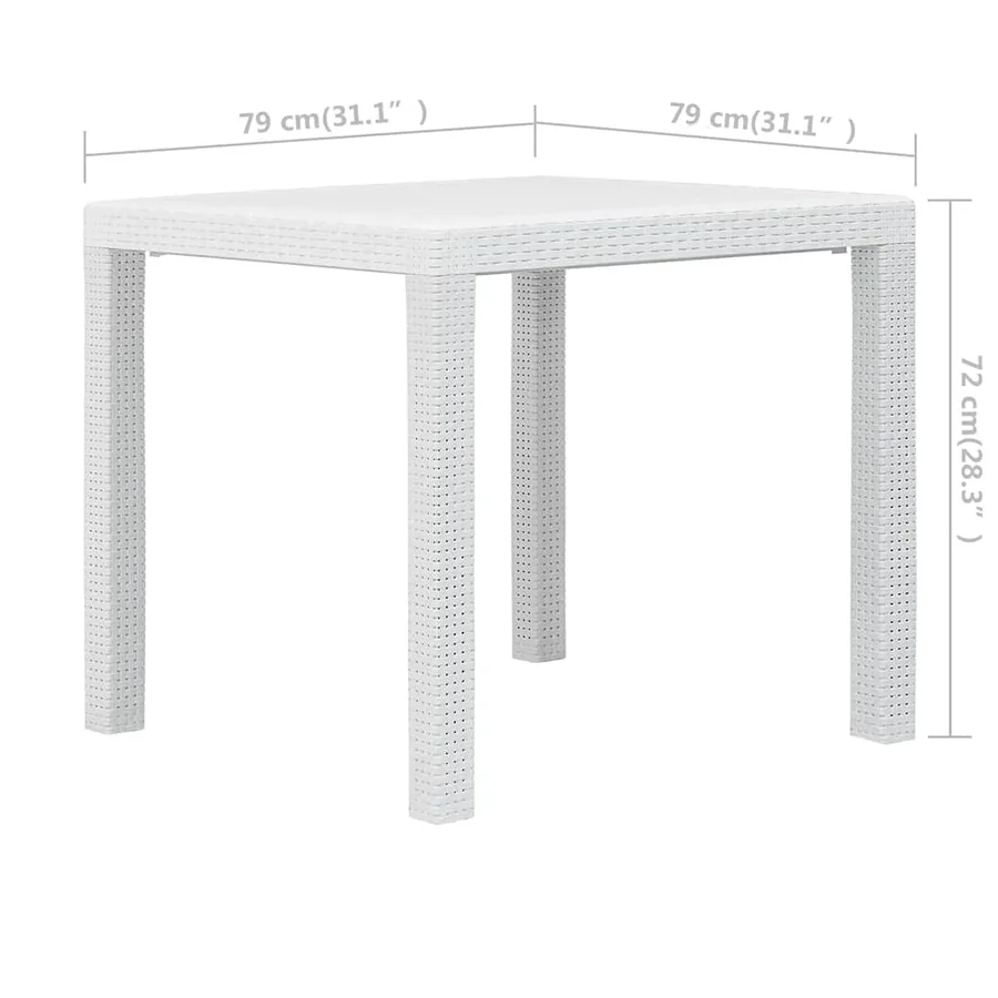 Table de jardin Blanc 79x79x72 cm Plastique Aspect de rotin - 5