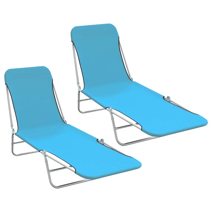 Chaises longues pliables lot de 2 Acier et tissu Gris - 11