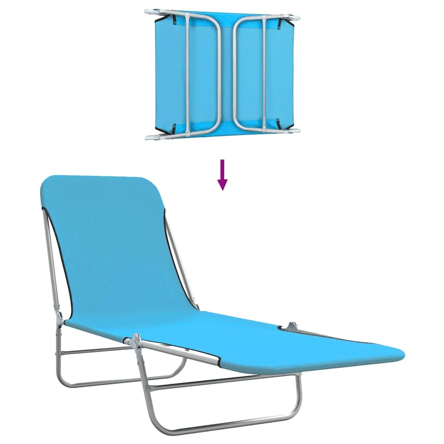 Chaises longues pliables lot de 2 Acier et tissu Gris - 17