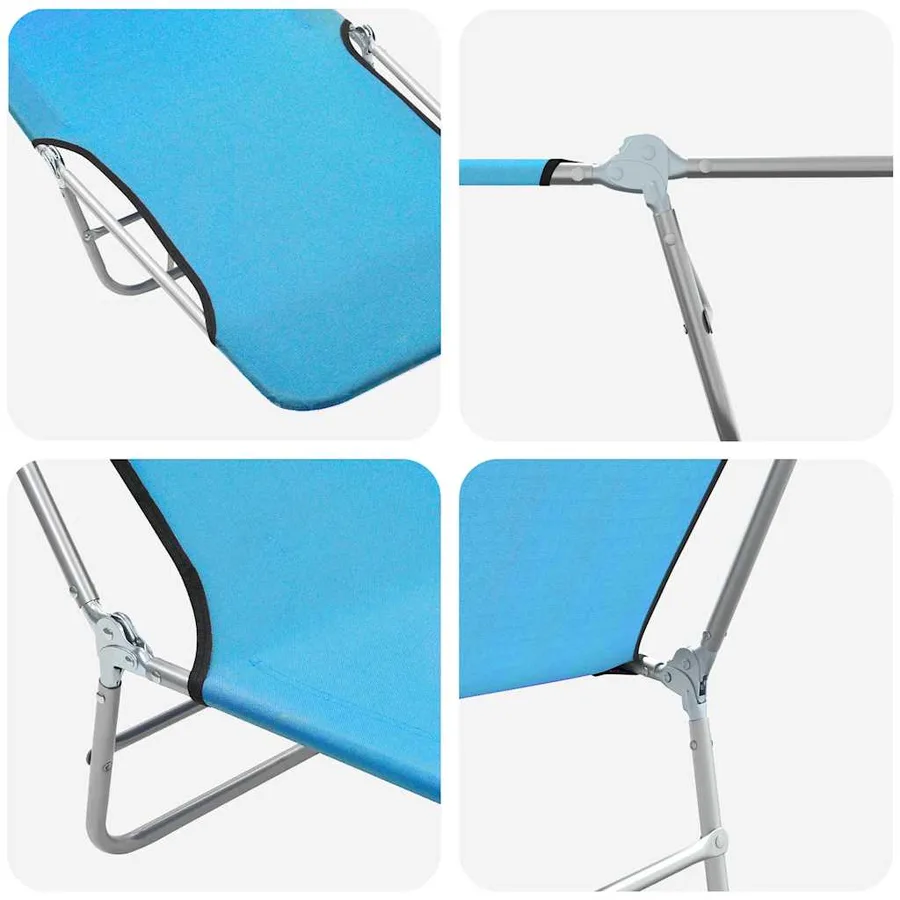 Chaises longues pliables lot de 2 Acier et tissu Gris - 18