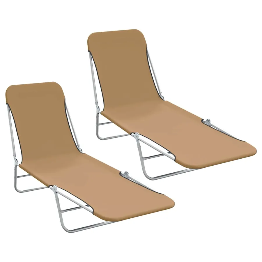 Chaises longues pliables lot de 2 Acier et tissu Gris - 21
