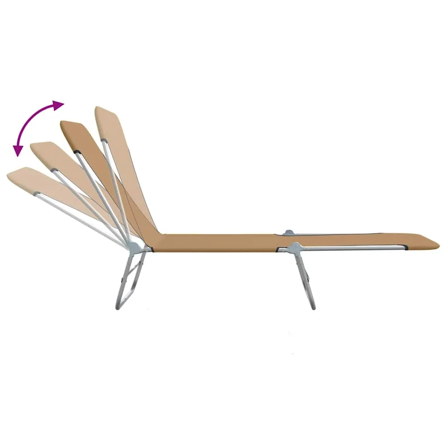 Chaises longues pliables lot de 2 Acier et tissu Gris - 26