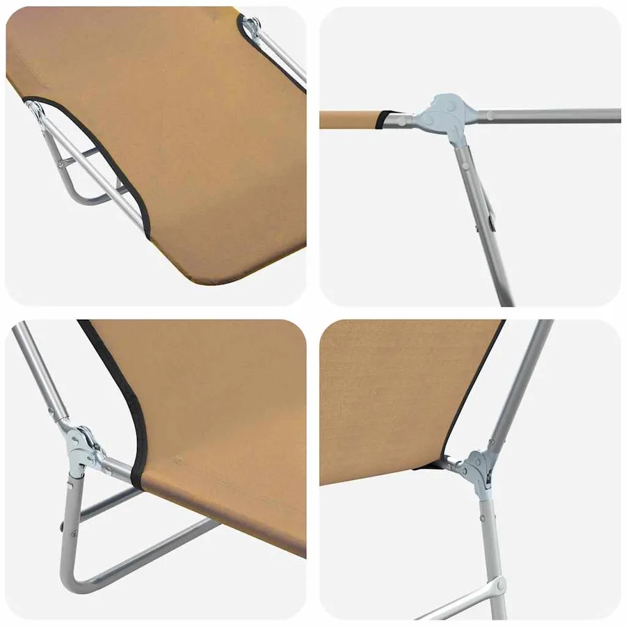 Chaises longues pliables lot de 2 Acier et tissu Gris - 28