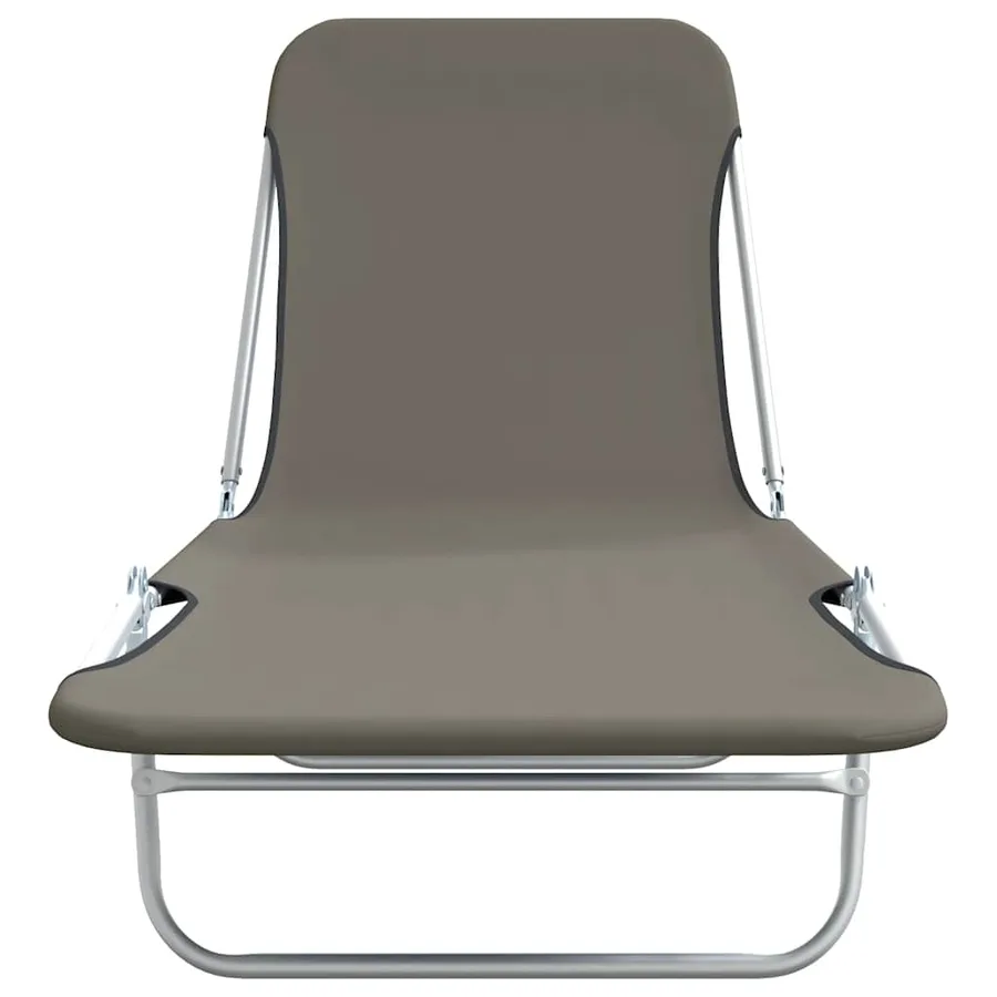 Chaises longues pliables lot de 2 Acier et tissu Gris - 3