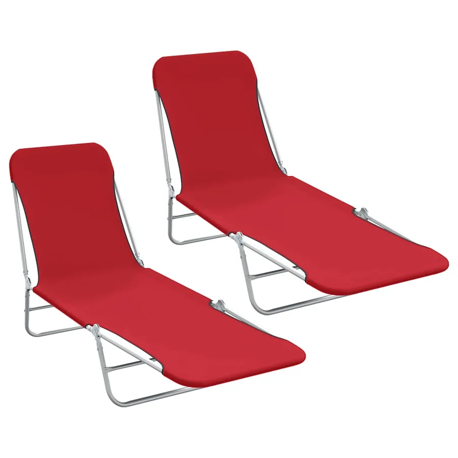 Chaises longues pliables lot de 2 Acier et tissu Gris - 31