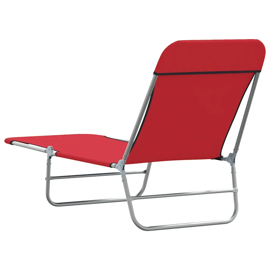 Chaises longues pliables lot de 2 Acier et tissu Gris - 35