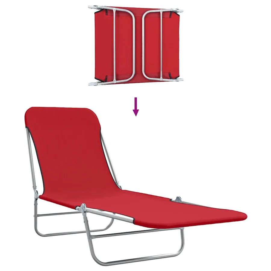 Chaises longues pliables lot de 2 Acier et tissu Gris - 37