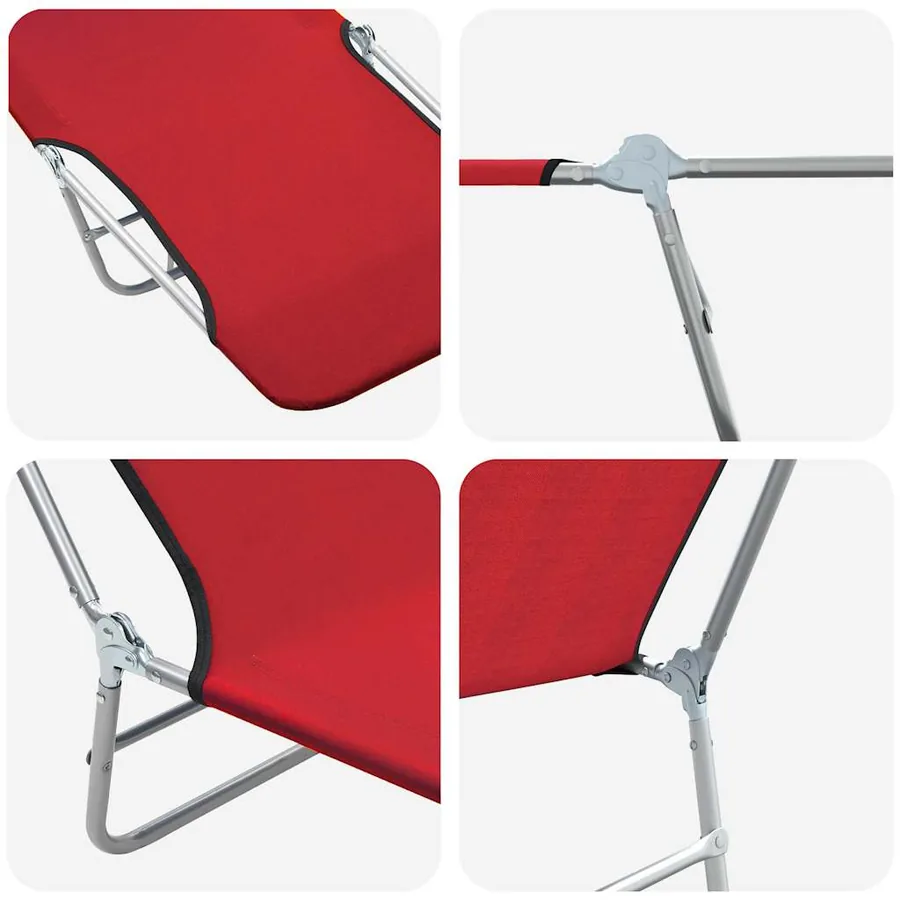 Chaises longues pliables lot de 2 Acier et tissu Gris - 38