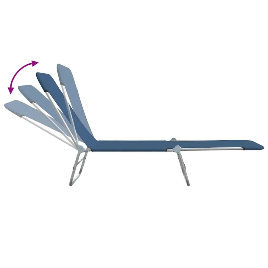 Chaises longues pliables lot de 2 Acier et tissu Gris - 46