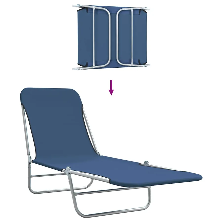 Chaises longues pliables lot de 2 Acier et tissu Gris - 47