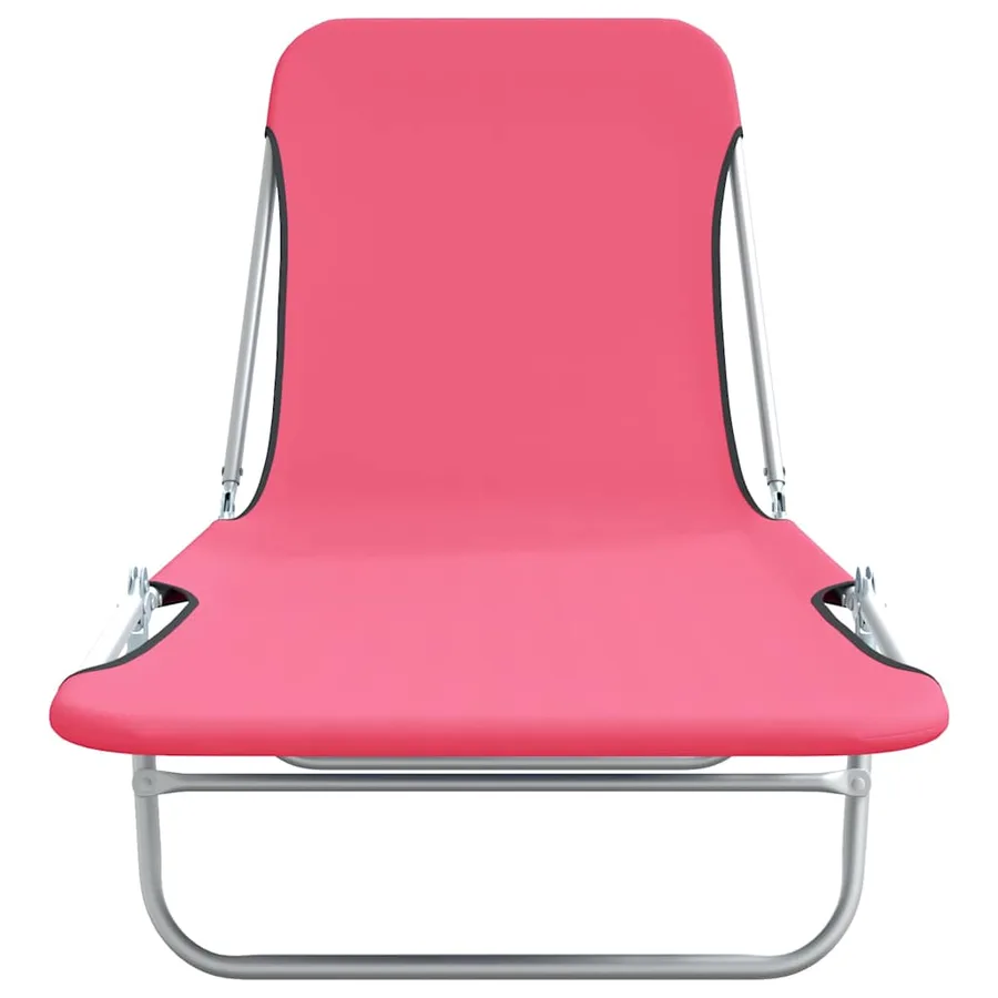 Chaises longues pliables lot de 2 Acier et tissu Gris - 53