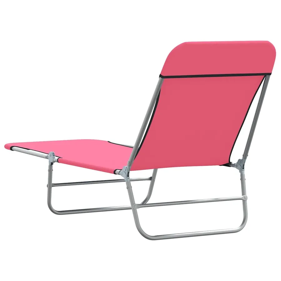 Chaises longues pliables lot de 2 Acier et tissu Gris - 55