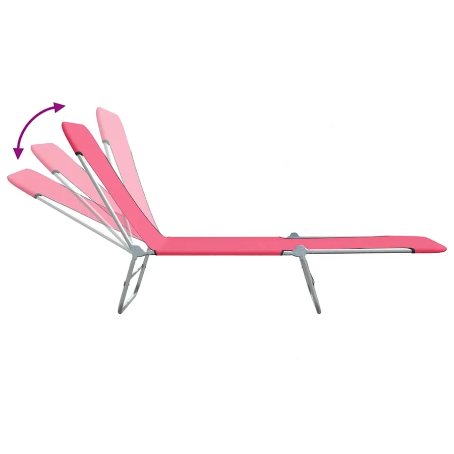 Chaises longues pliables lot de 2 Acier et tissu Gris - 56