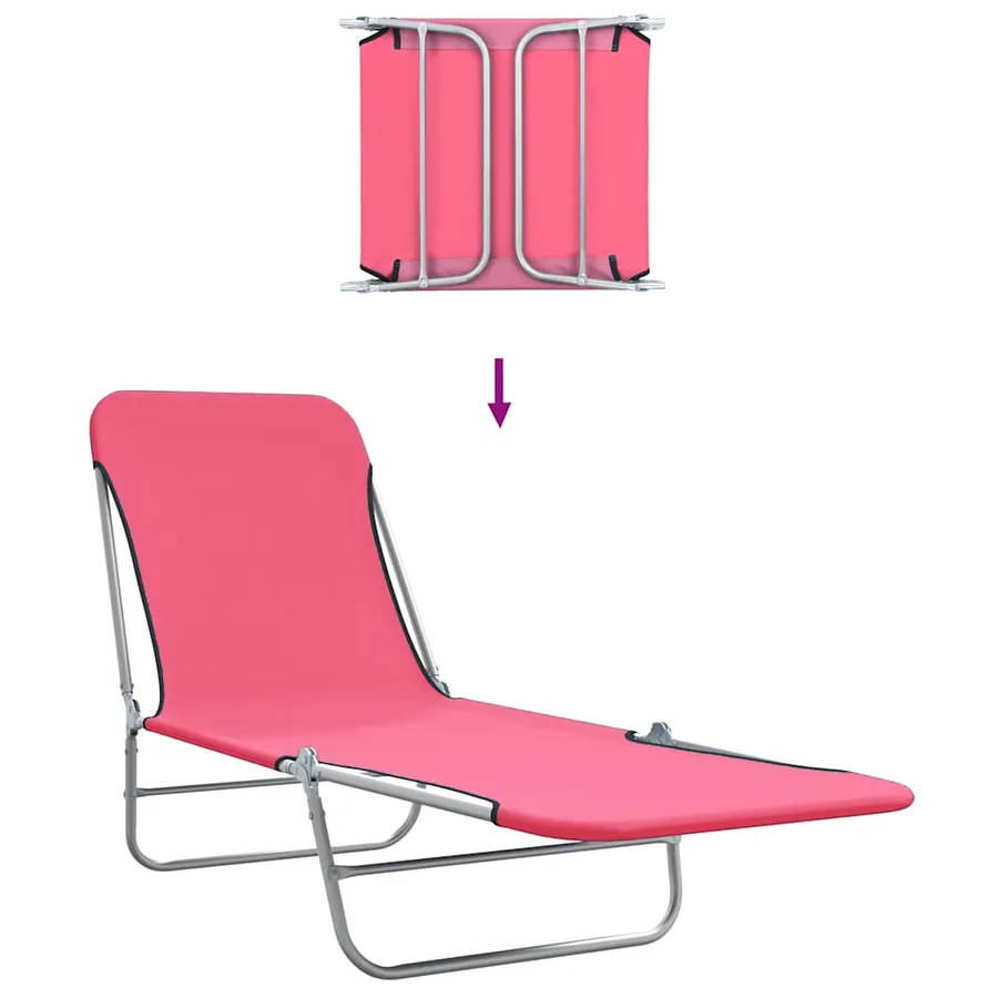 Chaises longues pliables lot de 2 Acier et tissu Gris - 57
