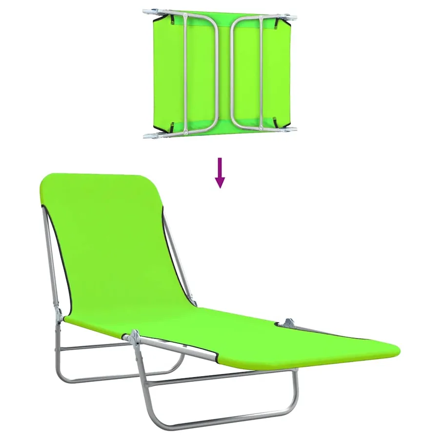 Chaises longues pliables lot de 2 Acier et tissu Gris - 67