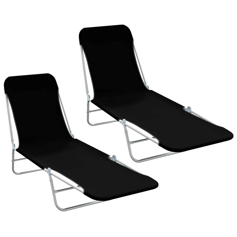 Chaises longues pliables lot de 2 Acier et tissu Gris - 71