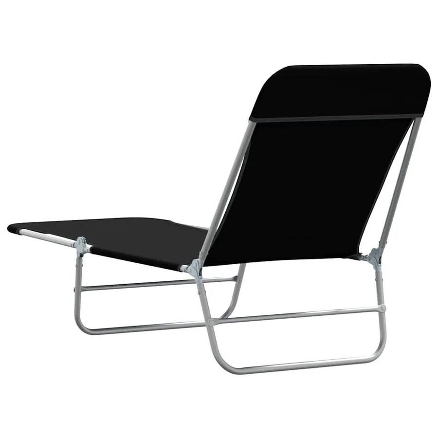 Chaises longues pliables lot de 2 Acier et tissu Gris - 75