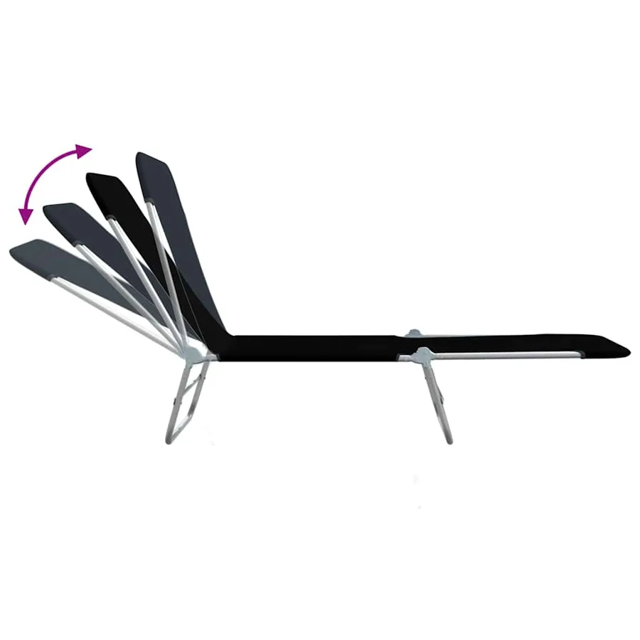 Chaises longues pliables lot de 2 Acier et tissu Gris - 76