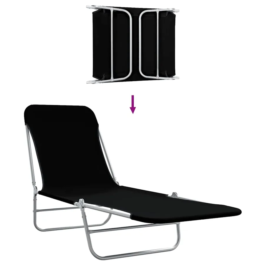 Chaises longues pliables lot de 2 Acier et tissu Gris - 77
