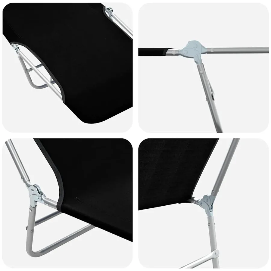 Chaises longues pliables lot de 2 Acier et tissu Gris - 78