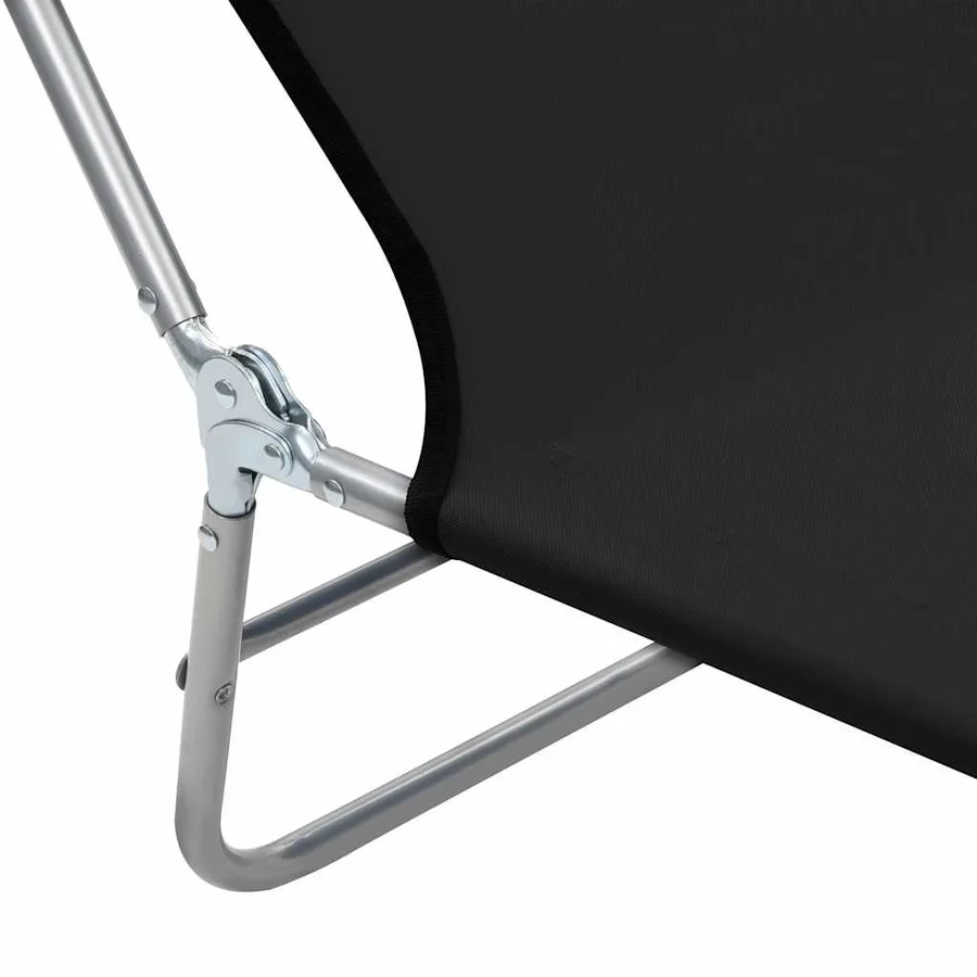 Chaises longues pliables lot de 2 Acier et tissu Gris - 79