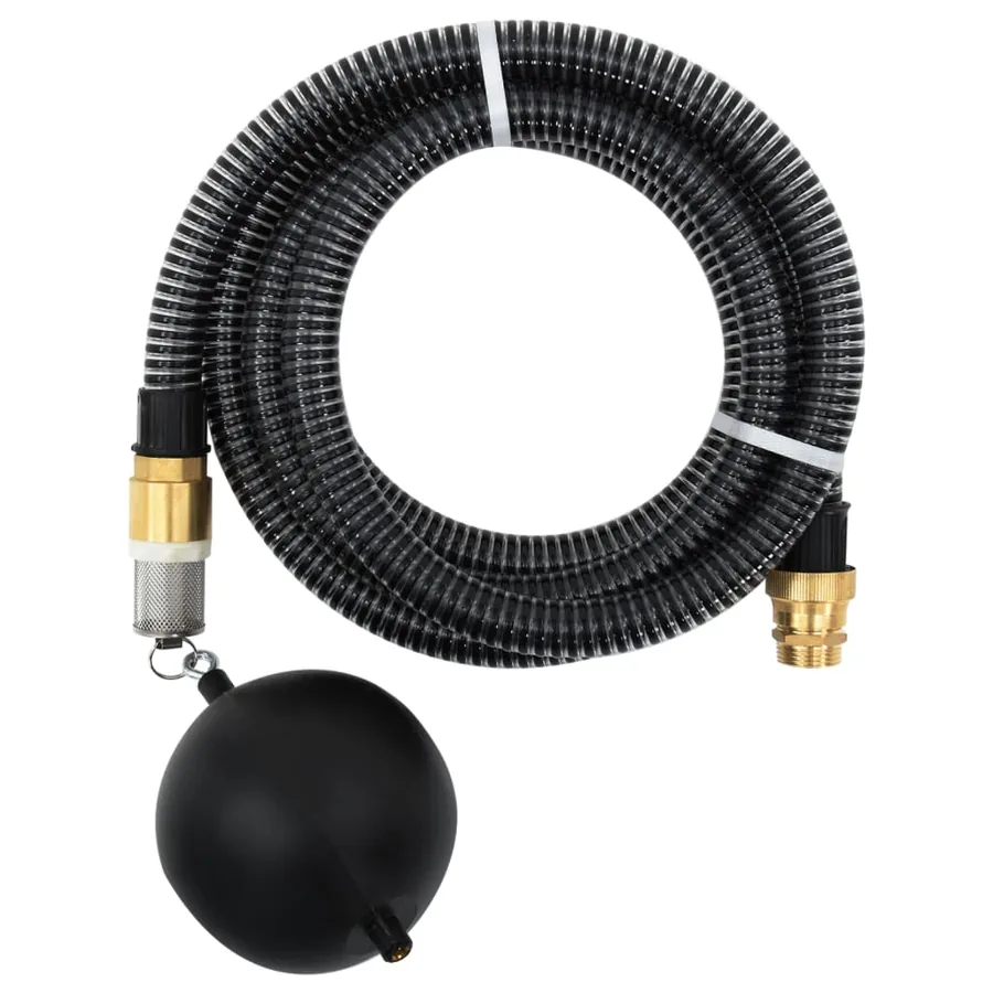 Tuyau d'aspiration avec raccords en laiton noir 1,1" 5 m PVC