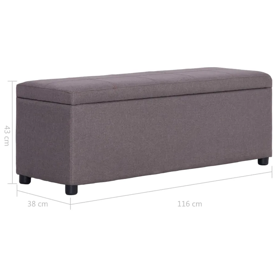 Banc avec compartiment de rangement 116 cm Taupe Polyester - 8