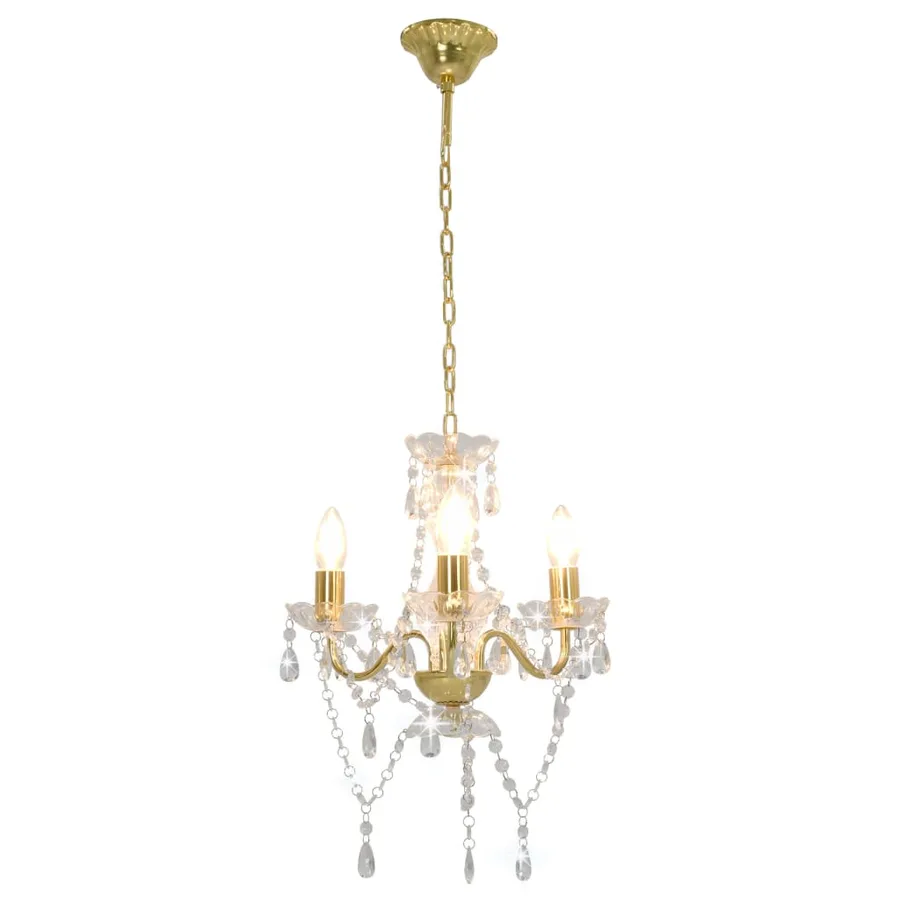 Lustre avec perles Doré Rond 3 x E14 - 2