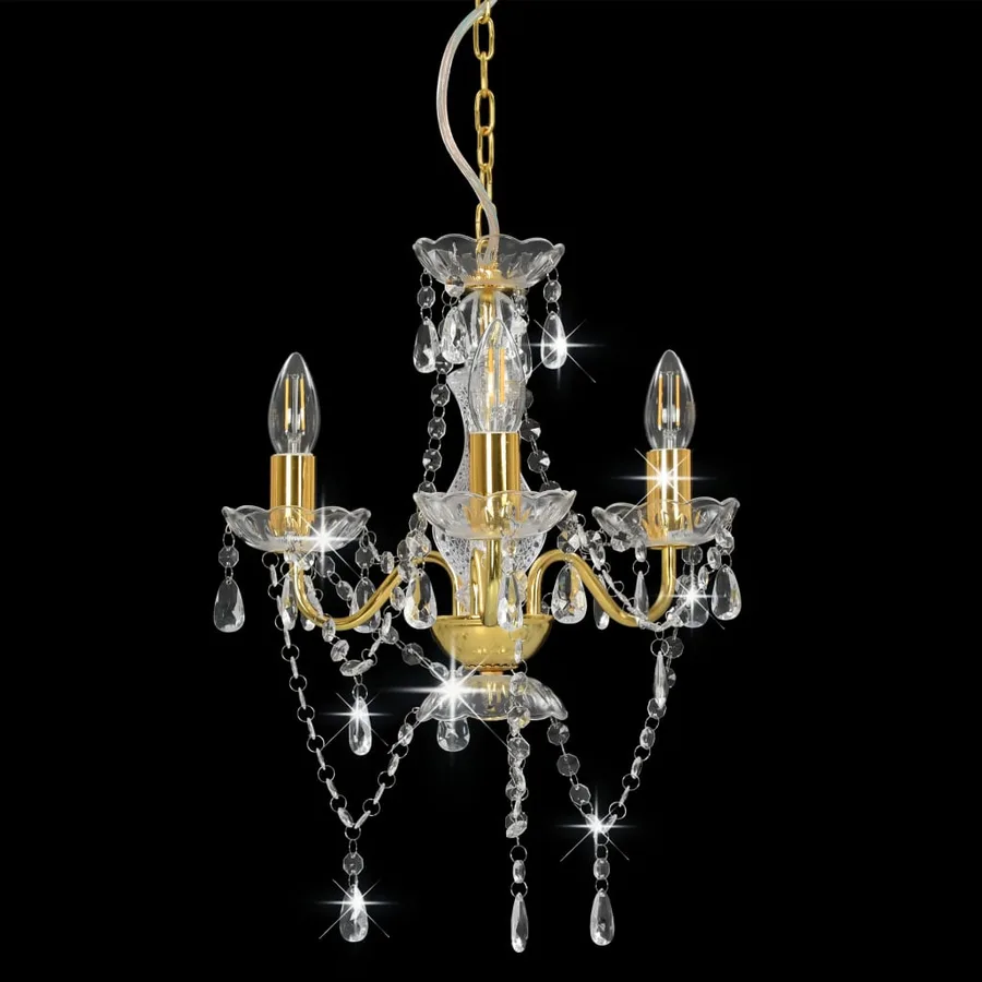 Lustre avec perles Doré Rond 3 x E14 - 3