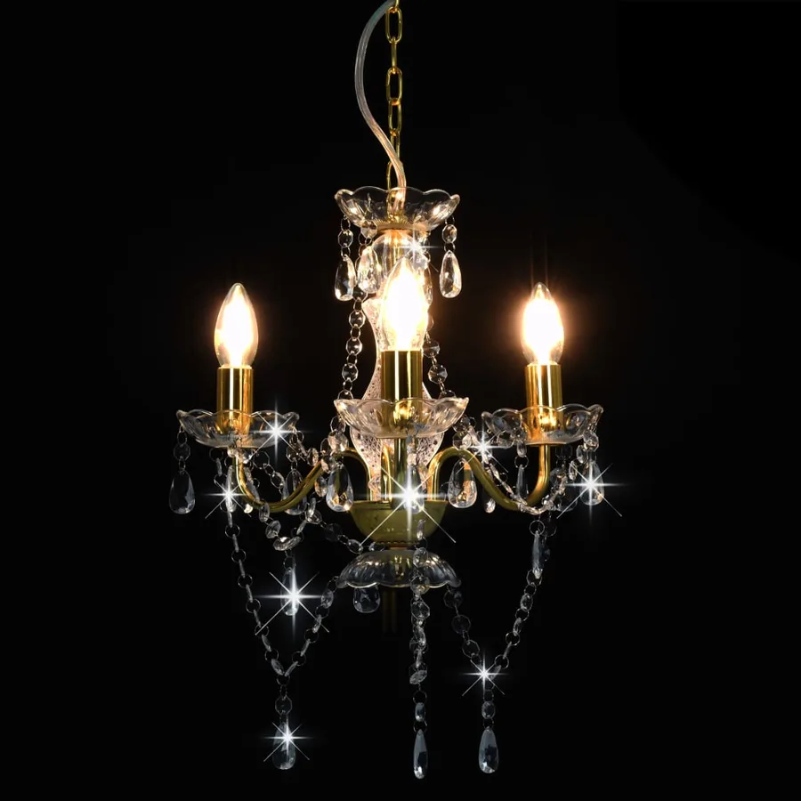 Lustre avec perles Doré Rond 3 x E14 - 4