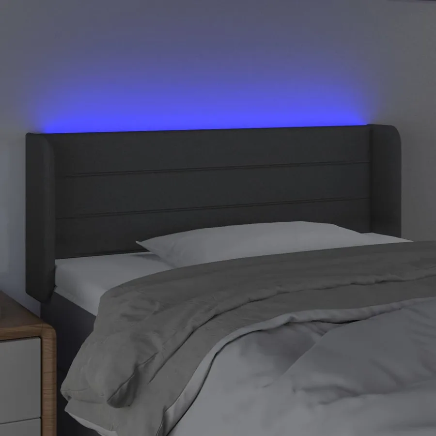 Tête de lit à LED Gris foncé 93x16x78/88 cm Tissu - 4