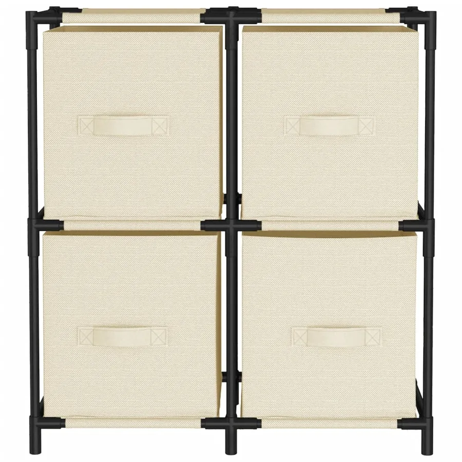 Armoire de rangement 4 paniers en tissu Crème 63x30x71 cm Acier - 3