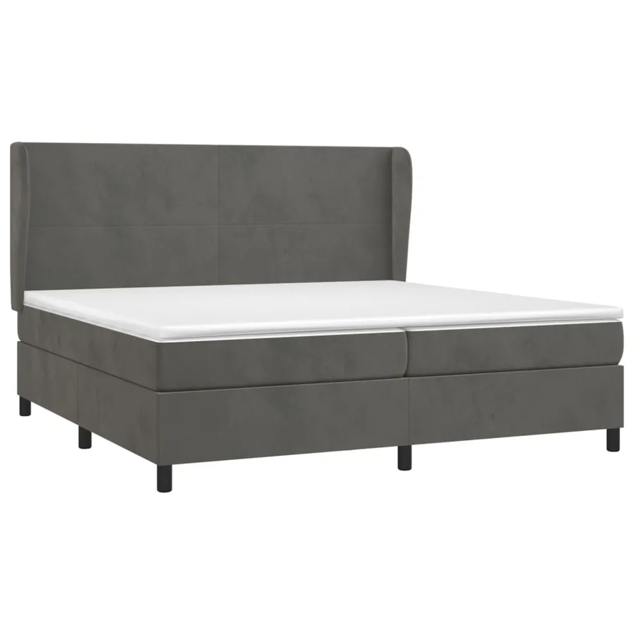 Sommier à lattes de lit et matelas Gris foncé 200x200cm Velours - 3